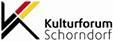 Logo Kulturforum Schorndorf bestehend aus dem Buchstaben K in verschiedenen Farben und dem Text "Kulturforum Schorndorf"